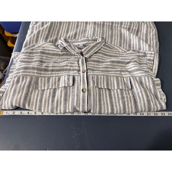 Time And Tru Buttom Down Shirt Dress Linen Blend Beachy Resort Boho Lagenlook - Picture 7 of 9